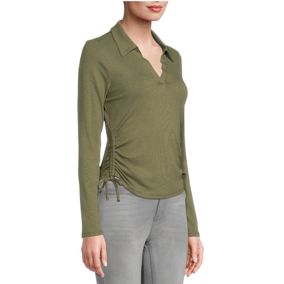 Women’s Ruched Rib Knit Tops - Picture 2 of 4